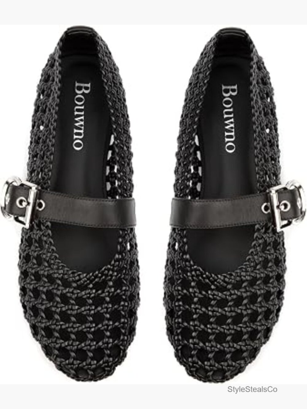 Woven Mesh Mary Jane Ballet Flats Women Round Toe Buckle Strap Soft Sole